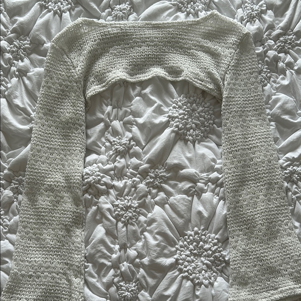 white knit shrug